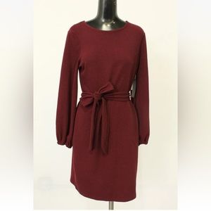 Black Tape Women's Ribbed Balloon Sleeved Dress Merlot Medium NWT